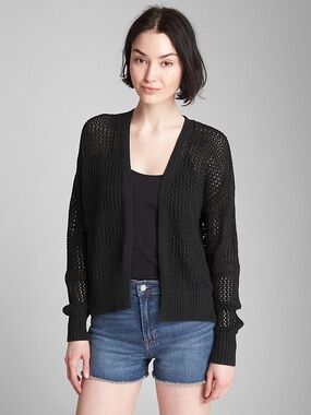 Gap Sweater Gray Knit Cocoon Open Front Cardigan Long Sleeve XS